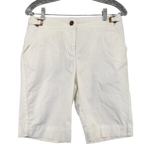 Lands' End Womens Fit 1 Chino Shorts White Size 4 Slash Pockets